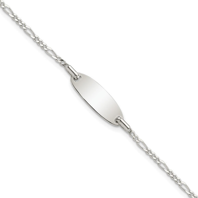Sterling silver children's ID bracelet, 6x6.6mm plate, engravable