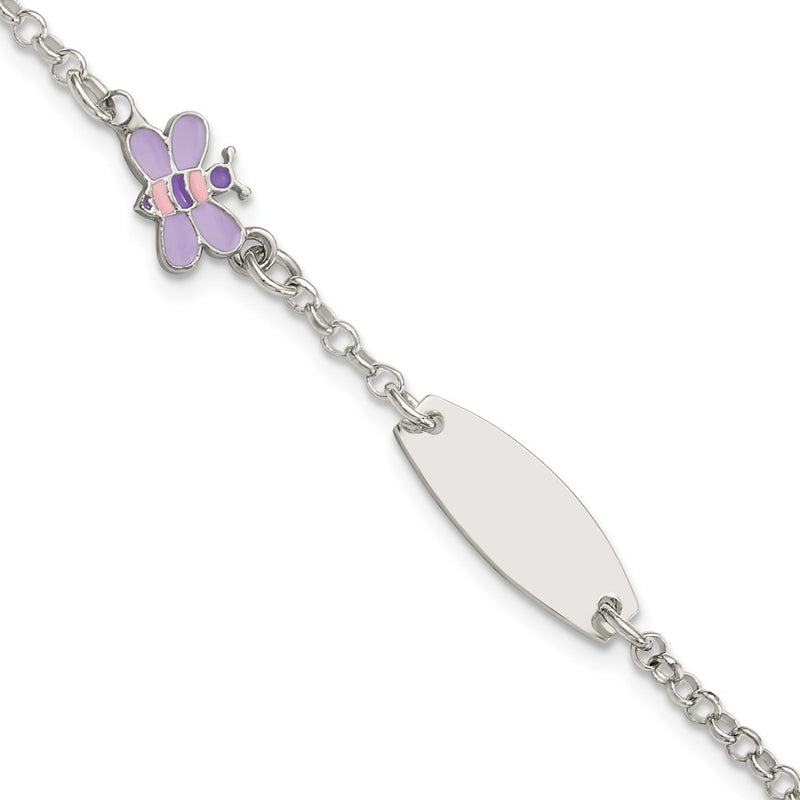 Sterling silver butterfly ID bracelet
