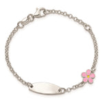 Sterling Silver Childrens Enameled Flower 5in Plus 1IN EXT ID Bracelet view 3