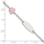 Sterling Silver Childrens Enameled Flower 5in Plus 1IN EXT ID Bracelet view 4