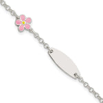 Sterling Silver Childrens Enameled Flower 5in Plus 1IN EXT ID Bracelet view 1
