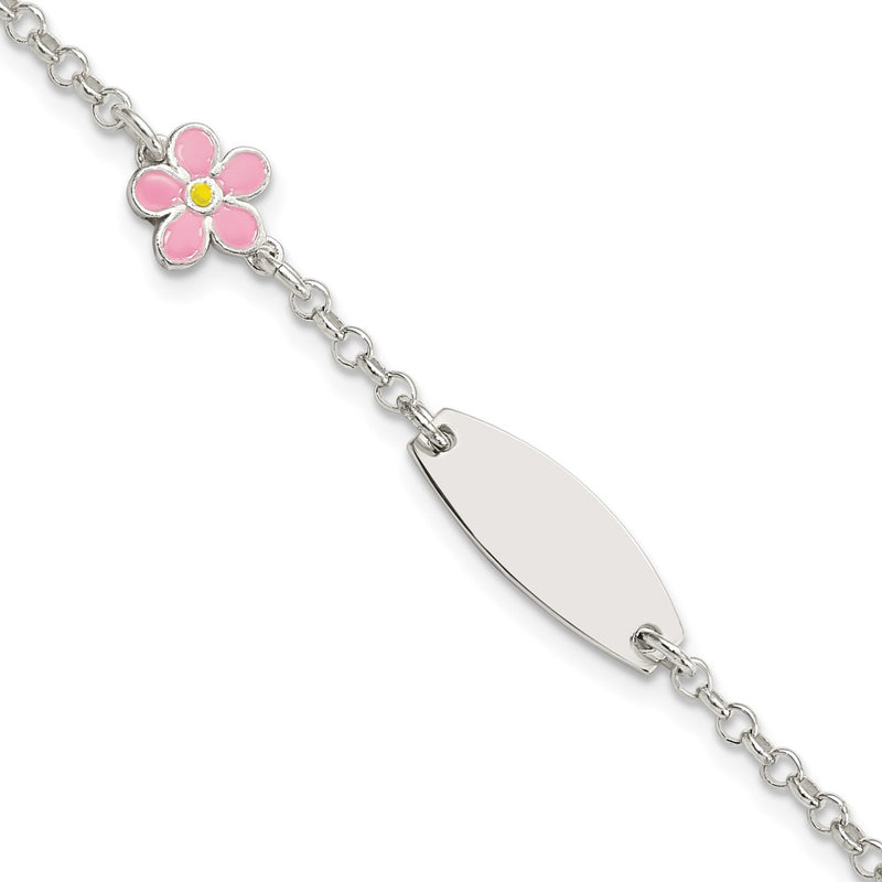 Sterling silver flower ID bracelet