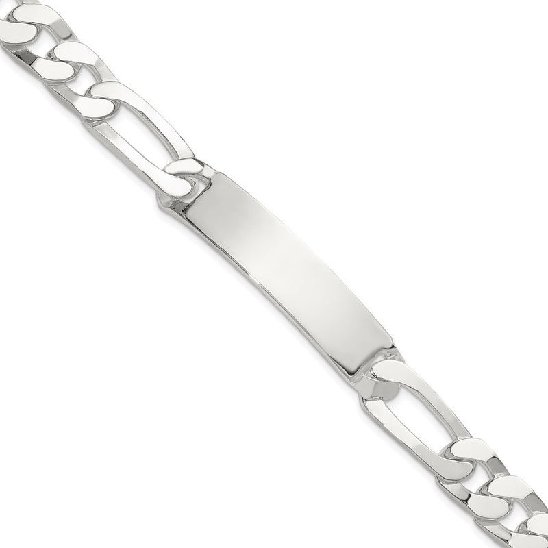 Sterling silver figaro link ID bracelet