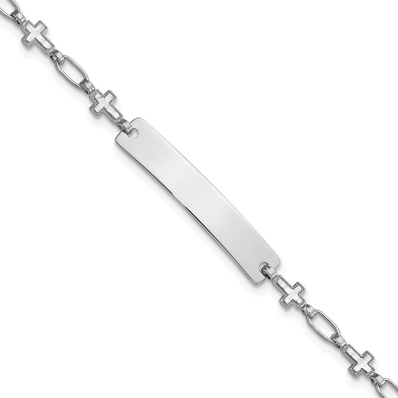 Sterling silver cross ID bracelet