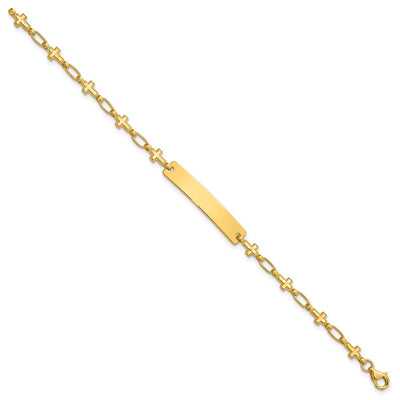 Sterling Silver Gold-tone Cross Children's ID Bracelet