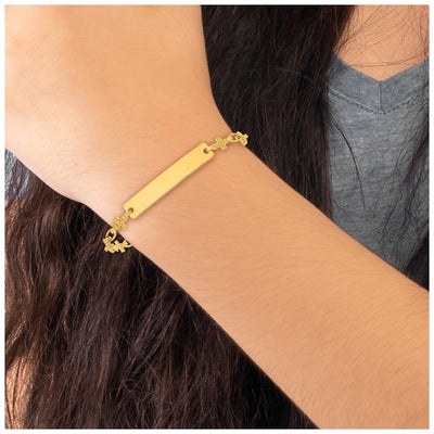 Sterling Silver Gold-tone Cross Children's ID Bracelet