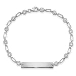 Sterling Silver Rhodium-plated 7. Bezel CZ ID Bracelet view 4