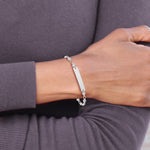Sterling Silver Rhodium-plated 7. Bezel CZ ID Bracelet view 5
