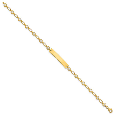 Sterling Silver Gold-tone Bezel CZ ID Bracelet