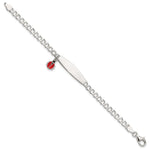 Sterling Silver Polished and Enameled Ladybug Children's ID Bracelet view 3