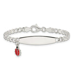 Sterling Silver Polished and Enameled Ladybug Children's ID Bracelet view 2