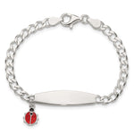 Sterling Silver Polished and Enameled Ladybug Children's ID Bracelet view 4