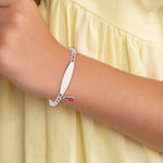 Sterling Silver Polished and Enameled Ladybug Children's ID Bracelet view 5