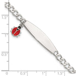 Sterling Silver Polished and Enameled Ladybug Children's ID Bracelet view 6