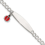 Sterling Silver Polished and Enameled Ladybug Children's ID Bracelet view 1