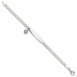 Sterling Silver Polished Enameled Flower Children's ID Bracelet view 3