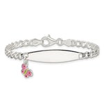 Sterling Silver Polished and Enameled Butterfly Children's ID Bracelet view 2