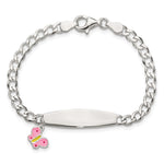 Sterling Silver Polished and Enameled Butterfly Children's ID Bracelet view 4