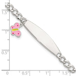 Sterling Silver Polished and Enameled Butterfly Children's ID Bracelet view 6