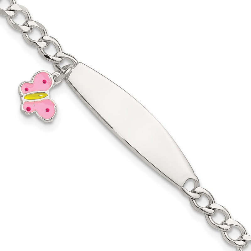 Sterling silver butterfly ID bracelet