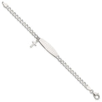 Sterling Silver Polished Cross Dangle ID Children's Bracelet view 3