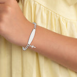 Sterling Silver Polished Cross Dangle ID Children's Bracelet view 5