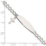 Sterling Silver Polished Cross Dangle ID Children's Bracelet view 6