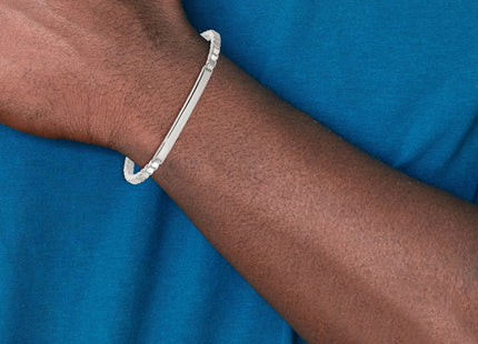 Sterling Silver Polished Box Chain ID Bar Mens Bracelet