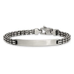 Sterling Silver Antiqued Brushed Fancy Box Link 6.00 x Rectangle Plate ID Bracelet view 2