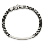 Sterling Silver Antiqued Brushed Fancy Box Link 6.00 x Rectangle Plate ID Bracelet view 4