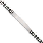 Sterling Silver Antiqued Brushed Fancy Box Link 6.00 x Rectangle Plate ID Bracelet view 1