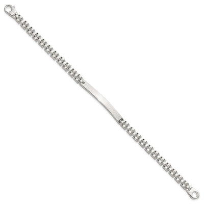 Sterling Silver Polished Fancy Link Mens ID Bracelet, 8 x 4.7mm