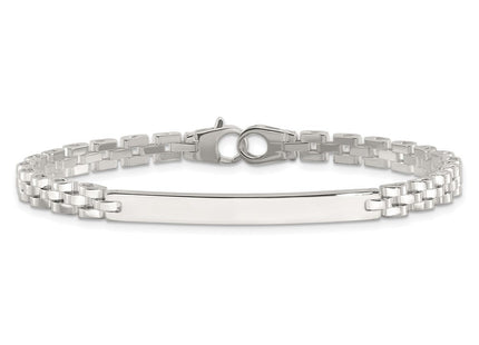 Sterling Silver Polished Fancy Link Mens ID Bracelet (Style QID260-8)