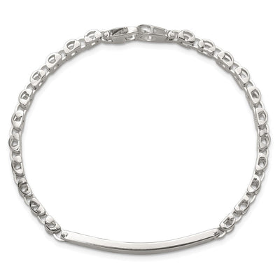 Sterling Silver Polished Fancy Link Mens ID Bracelet, 8 x 4.7mm