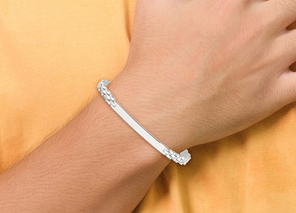 Sterling Silver Polished Fancy Link Mens ID Bracelet, 8 x 4.7mm