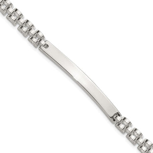 Sterling Silver Polished Fancy Link Mens ID Bracelet (Style QID260-8)