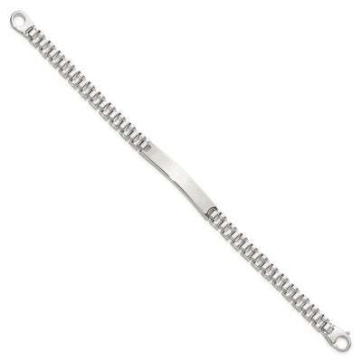 Sterling Silver Polished Fancy Link Mens ID Bracelet, 8 x 6.6mm