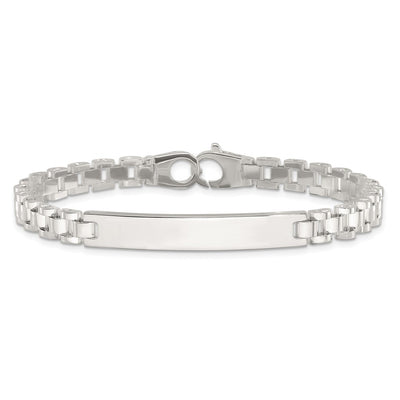 Sterling Silver Polished Fancy Link Mens ID Bracelet, 8 x 6.6mm