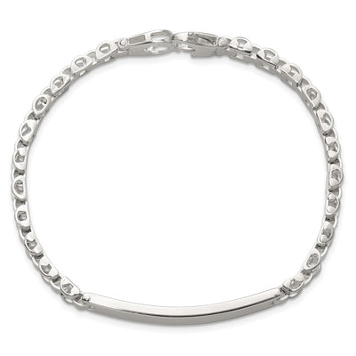 Sterling Silver Polished Fancy Link Mens ID Bracelet, 8 x 6.6mm