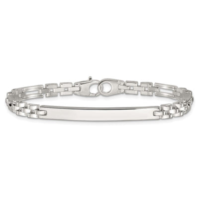 Sterling Silver Polished Fancy Link ID Bracelet, 7.5 x 4.7mm