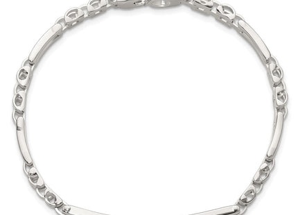 Sterling Silver Polished Fancy Link 7. ID Bracelet (Style QID262-7.5)