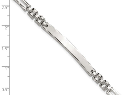 Sterling Silver Polished Fancy Link 7. ID Bracelet (Style QID262-7.5)