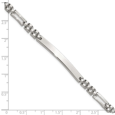 Sterling Silver Polished Fancy Link ID Bracelet, 7.5 x 4.7mm