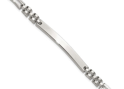 Sterling Silver Polished Fancy Link 7. ID Bracelet (Style QID262-7.5)