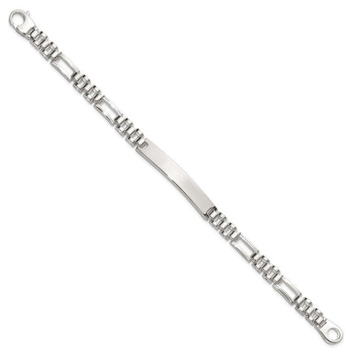 Sterling Silver Polished Fancy Link ID Bracelet, 7.75 x 6.5mm