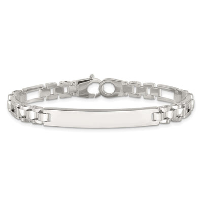 Sterling Silver Polished Fancy Link ID Bracelet, 7.75 x 6.5mm