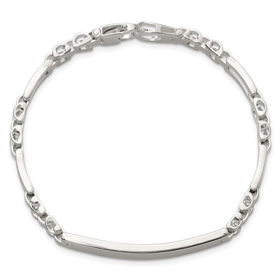 Sterling Silver Polished Fancy Link ID Bracelet, 7.75 x 6.5mm