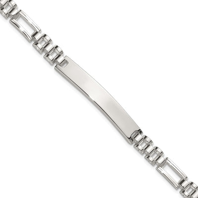 Sterling Silver Polished Fancy Link ID Bracelet, 7.75 x 6.5mm