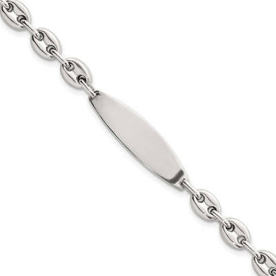 Sterling Silver Polished Mariner/Anchor Link ID Bracelet, 7.5 x 5mm