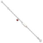 Sterling Silver Polished Red and White Enameled Heart Charm with extension Childrens ID Bracelet view